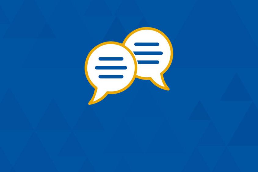 Icon of two speech bubbles creating conversation.