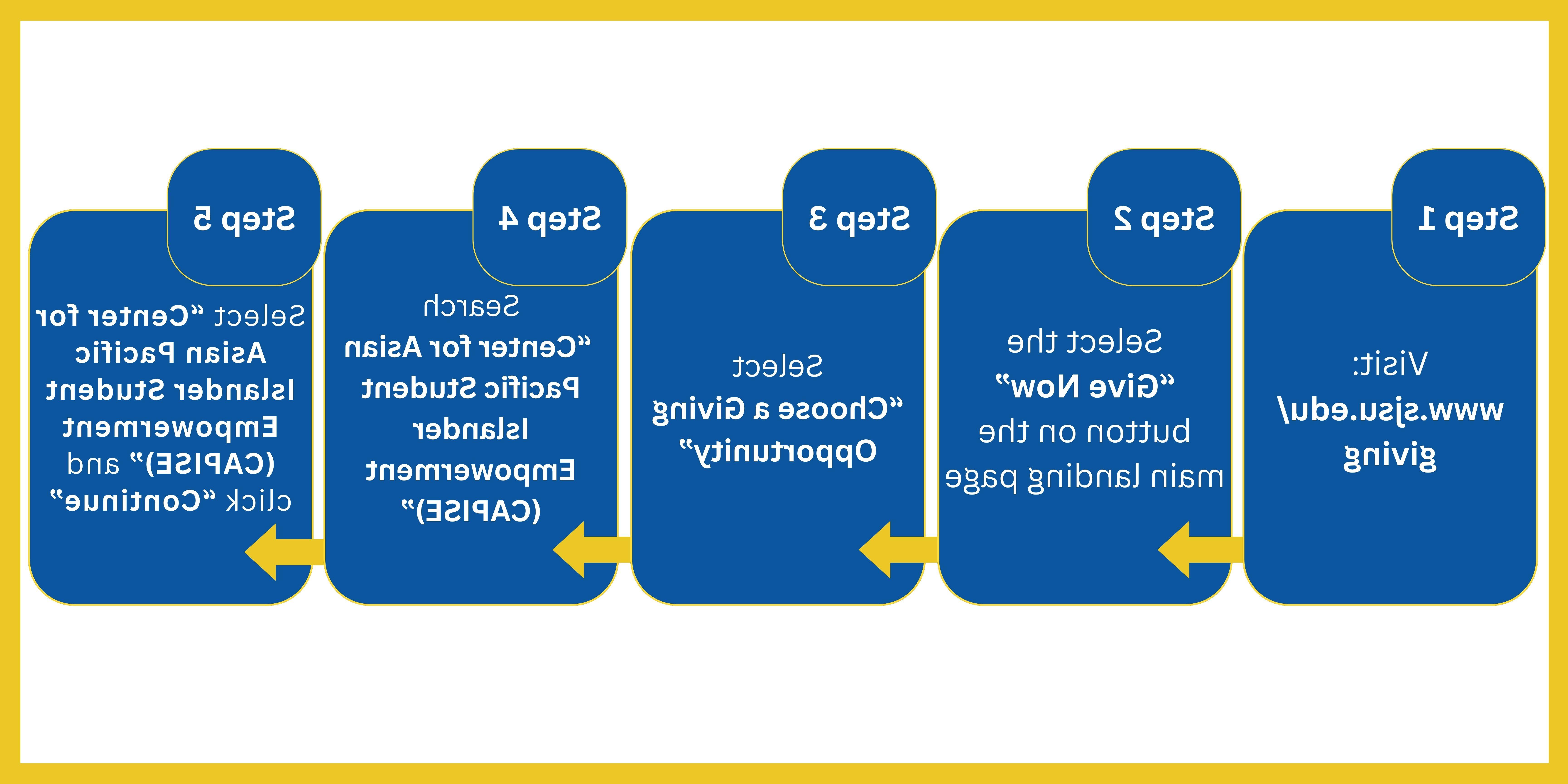 Graphic explaining how to give a monetary gift to CAPISE using the giving website.