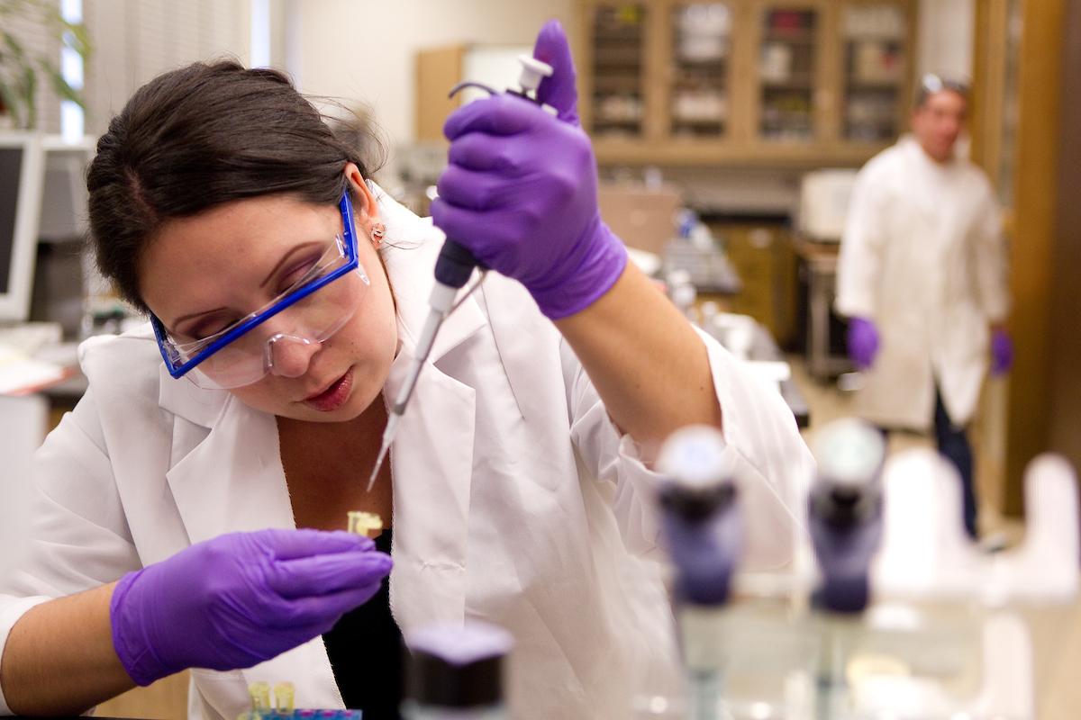 student in a lab