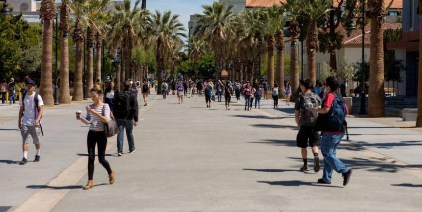 Students Walking Through Paseo de Cesar Chavez