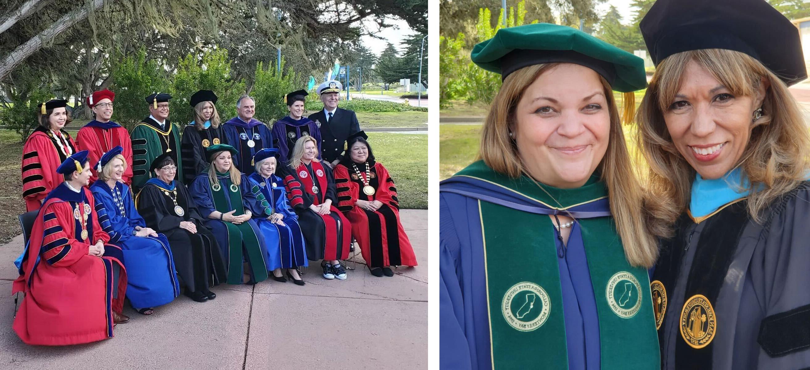 Teniente Matson posing with Vanya Quiñones and also posing with ceremony attendees.