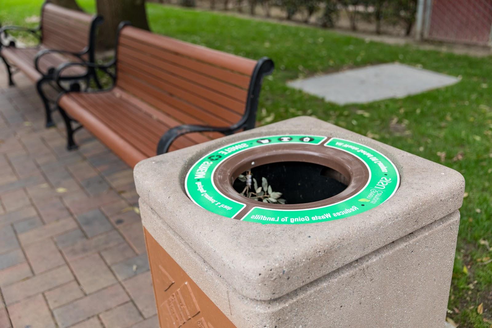 Waste bin on campus.