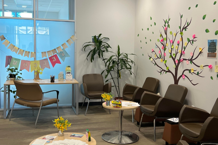 咨询 & Psychological Services waiting room at the Student Wellness Center